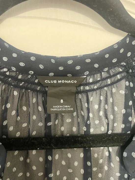 Club Monaco Navy Sheer Dress with White Dot Print - No lining included - Picture 4 of 7